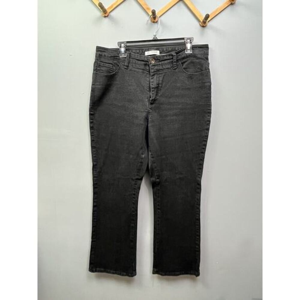 Lee Jeans Womens Size 18 Black Mid Rise‎ Medium Wash Denim Flap Pockets